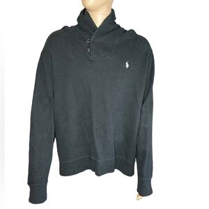 Polo Ralph Lauren Men's Buttoned Shawl Collar Pullover Sweater, Black Sz XXL